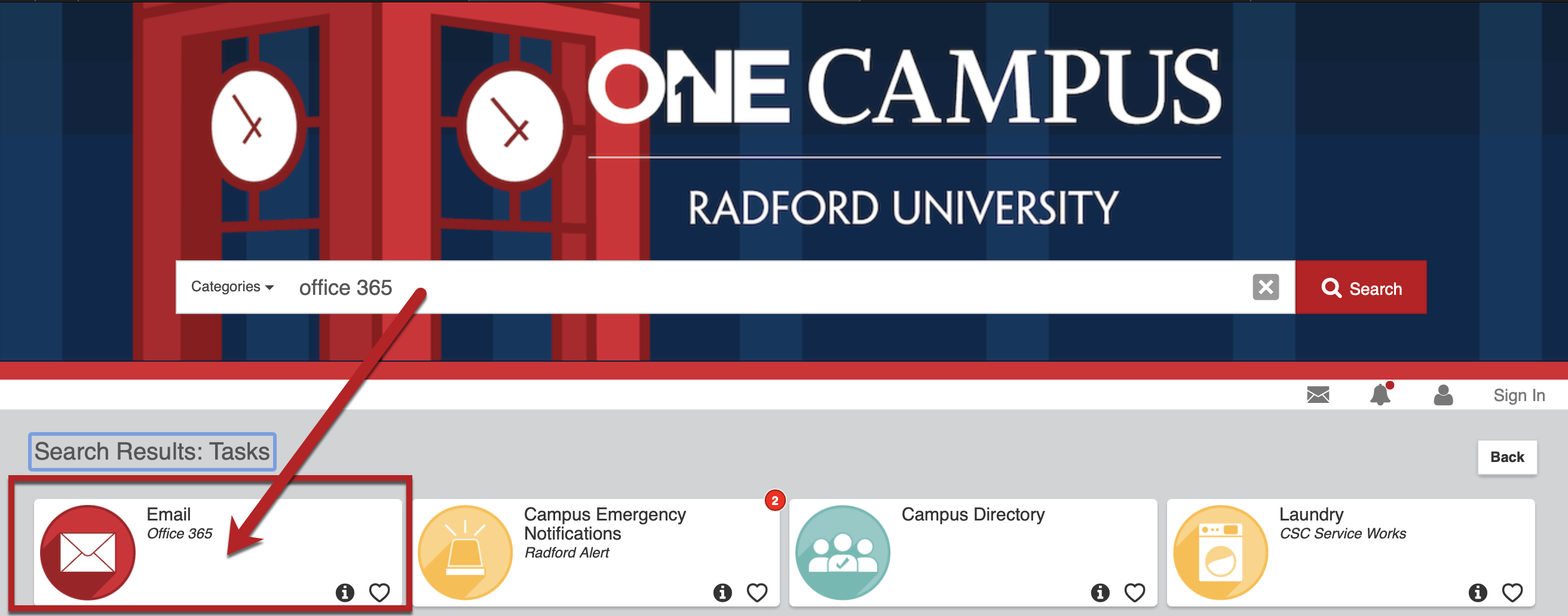 image of OneCampus email link