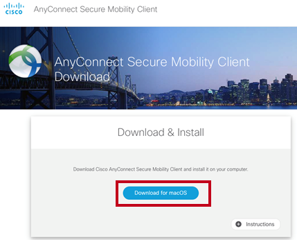 Screenshot of the Cisco Client page that is used to download the VPN.