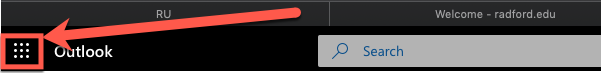 image of Office 365 waffle menu