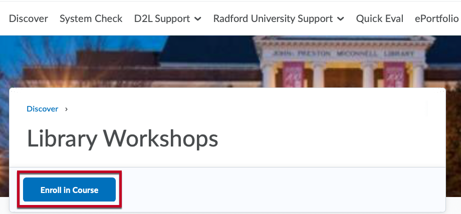 click enroll in course button