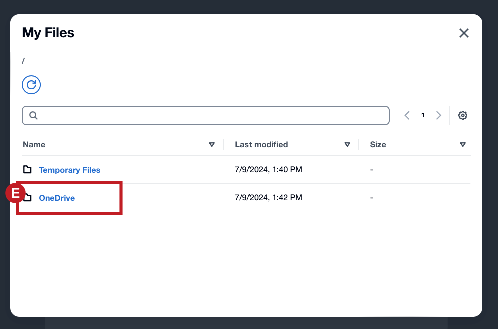 Screenshot highlighting to select OneDrive.