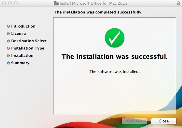 image of installation success